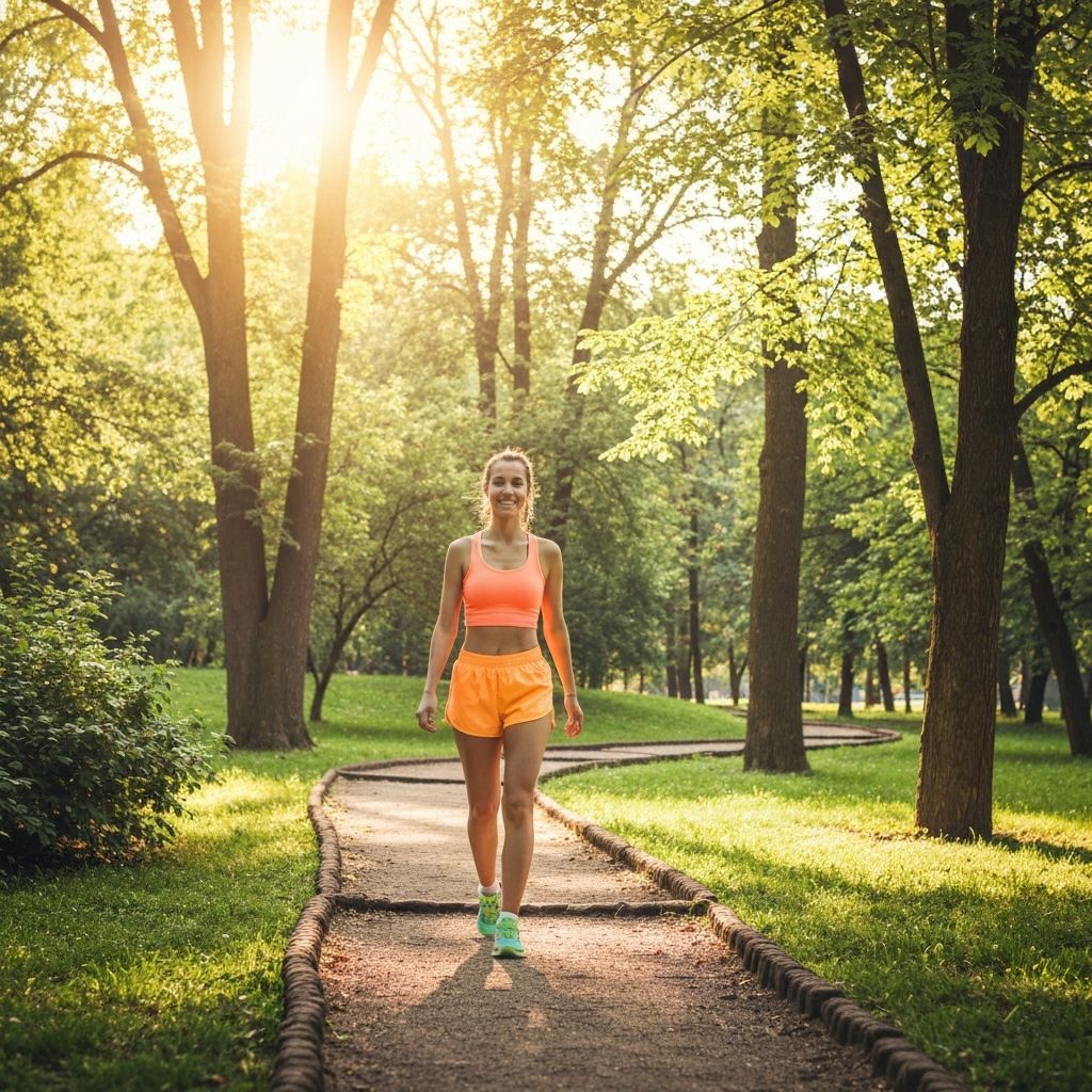 Person walking outdoors for daily activity